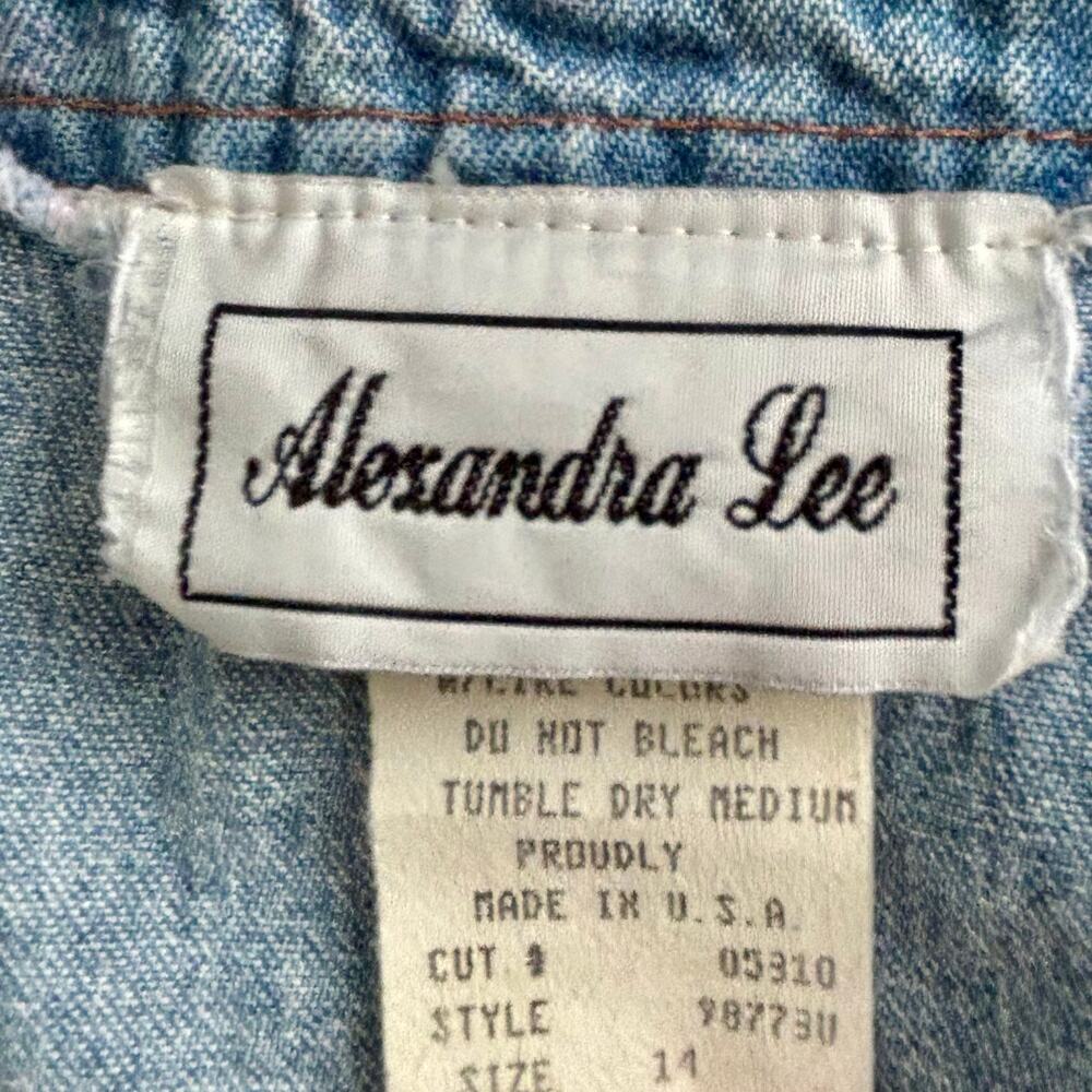 VTG 90s Denim Prairie Dress Trad Wife Alexandra Lee Embroidered Cottagecore Farm - Picture 7 of 8